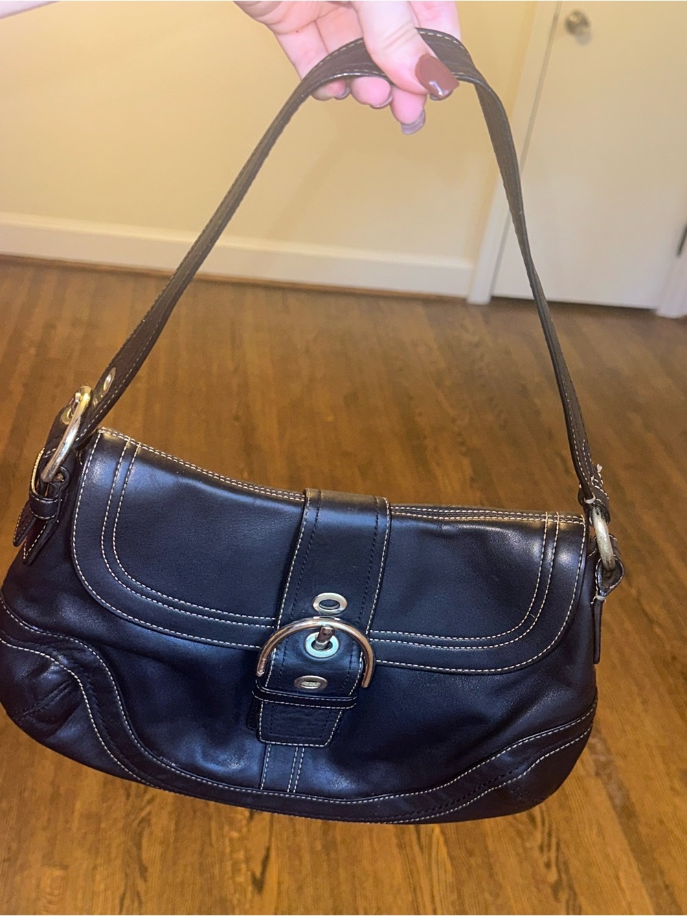 Vintage 2007 Coach SoHo Shoulder Bag Black Y2K RARE Leather Buckle
